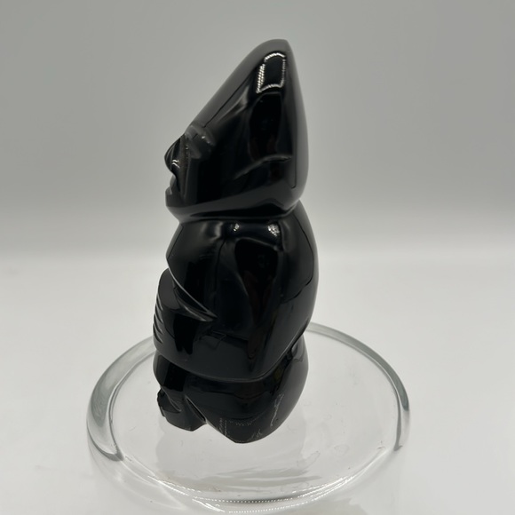 Carved Obsidian Native Statue, about 4” tall and about 2” wide - Picture 4 of 6